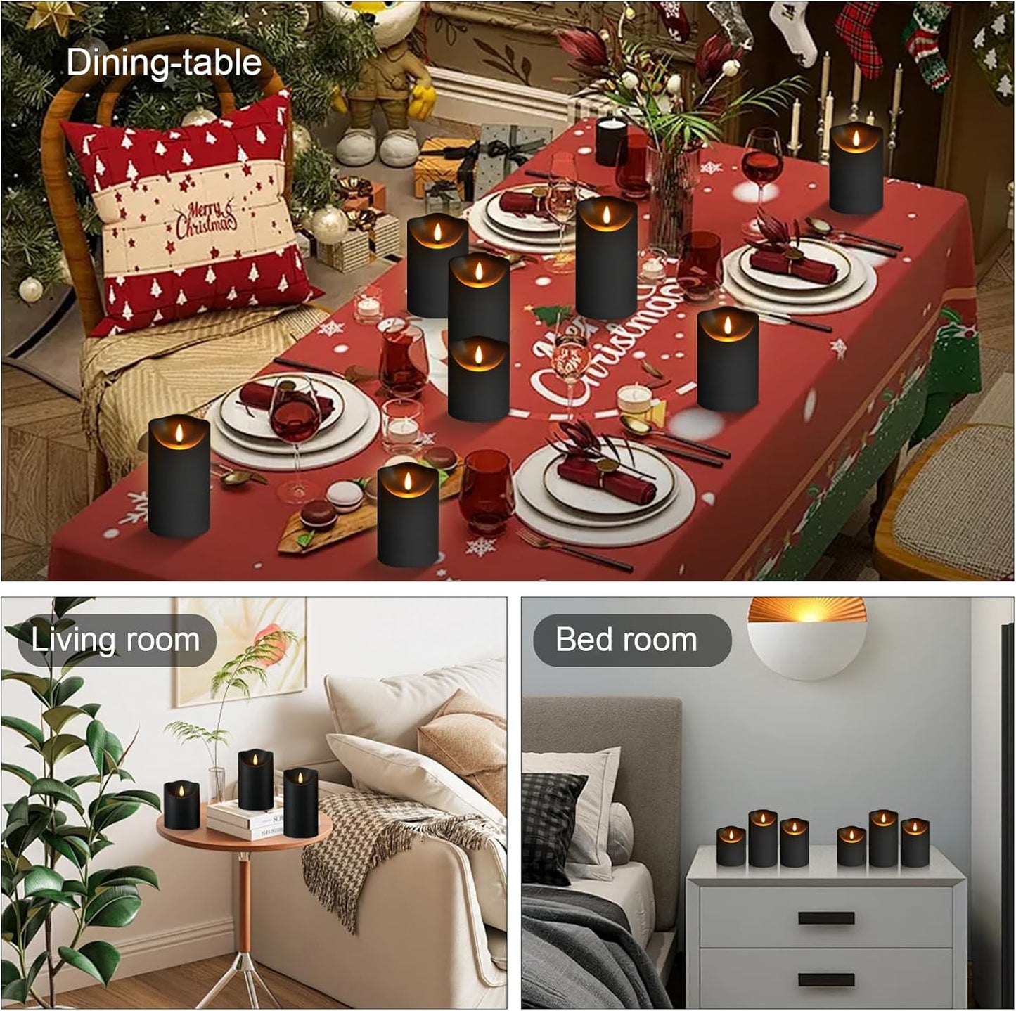 kakoya Flameless LED Candles Battery Operated with Remote and Timer,Flickering Electric Fake Plastic Pillar Candles Set of 12(D3 x H 3" 4" 5") Ivory