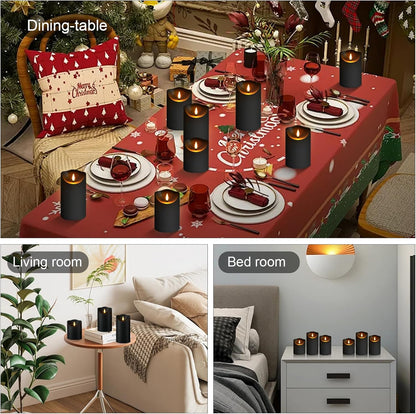 kakoya Flameless LED Candles Battery Operated with Remote and Timer,Flickering Electric Fake Plastic Pillar Candles Set of 12(D3 x H 3" 4" 5") Ivory