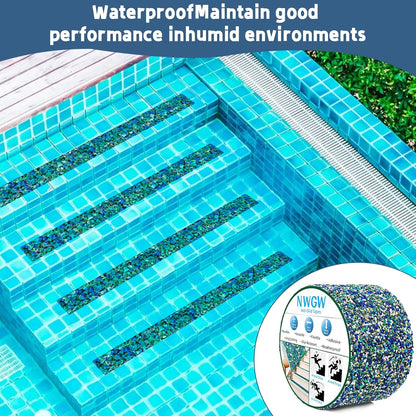Waterproof Tape for Pools, 4" x15FT Heavy Duty Anti Slip Stair Treads Outdoor Tape Non-Slip Rubber Grip Tape Shower Strips Slip Resistant Tape Traction Tape for Stairs Showers Bathroom Trails