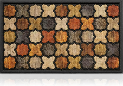 Extra Durable, Superior Absorption, Front Door Mat for Outdoor & Indoor - Welcome Mat for Entryway, Entrance, Patio, Porch - Waterproof, Non-Slip Backing, Coarse Fibers (Scales,17x29)