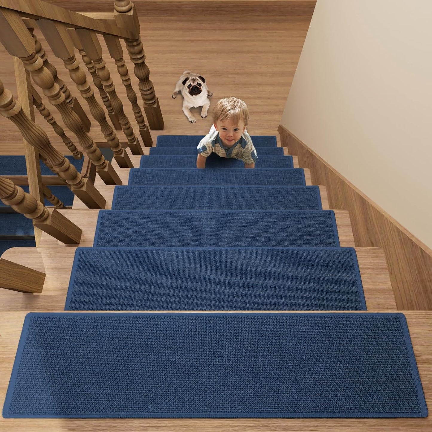 Stair Treads Carpet 4 pcs for Wooden Steps with Non Slip Rubber Backing, 100% Polyester Soft Stairs Resistant Indoor Skid Runner Safety Rugs for Kids Elders and Pets 30" * 8" (Dark Gray)