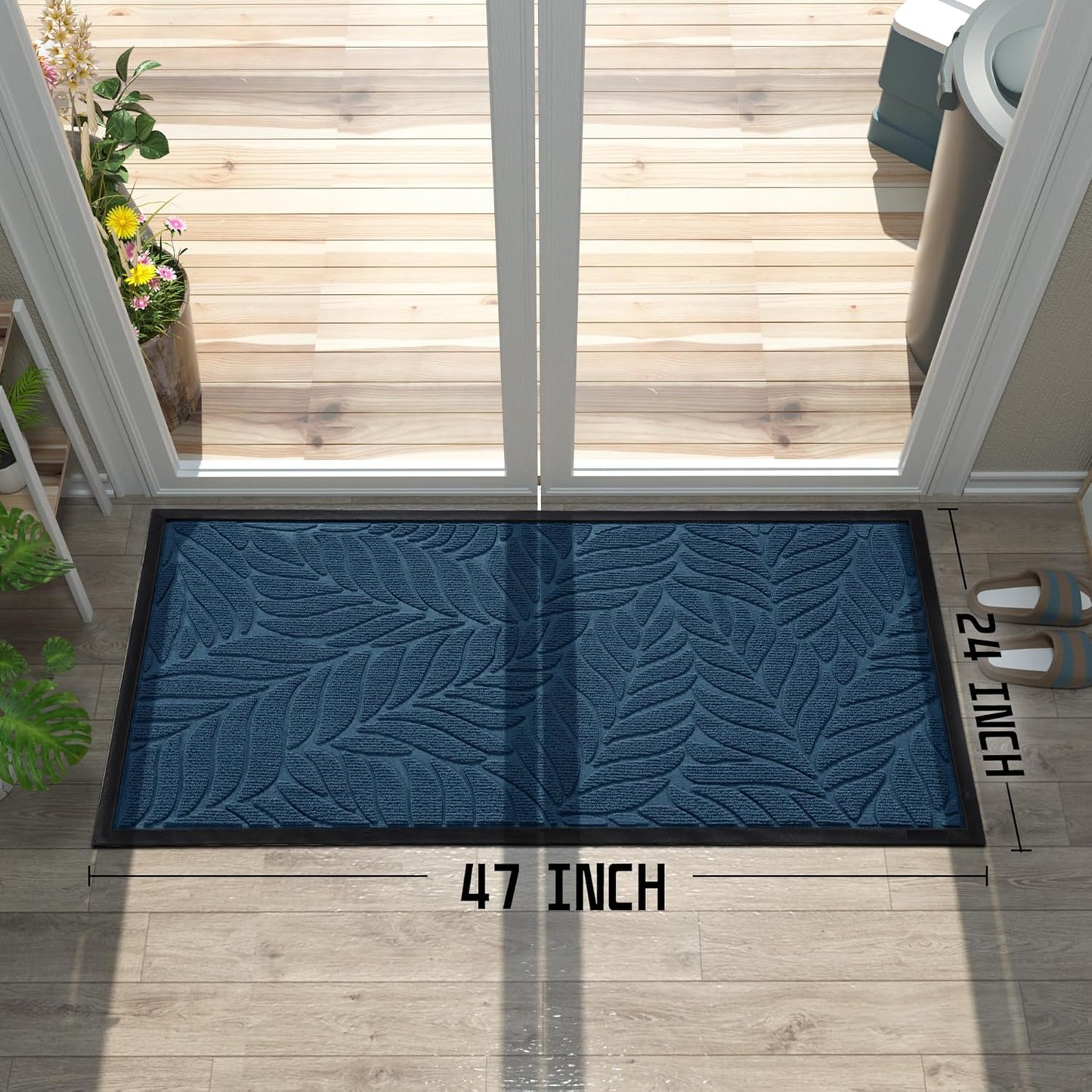Yimobra Front Door Mat Outdoor Indoor, 29.5x17 All-Season Waterproof Door Mat Outside Entrance, All-Weather Non-Slip Outside Doormat for Garage Patio Entryway, Brown
