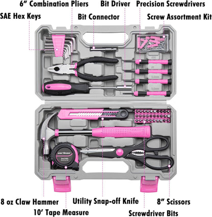CARTMAN 39-Piece Household Tool Set, Orange Hand Kit With Storage Case | Complete assortment for home repairs, DIY projects, furniture setup, crafting, and daily household fixes in toolbox.