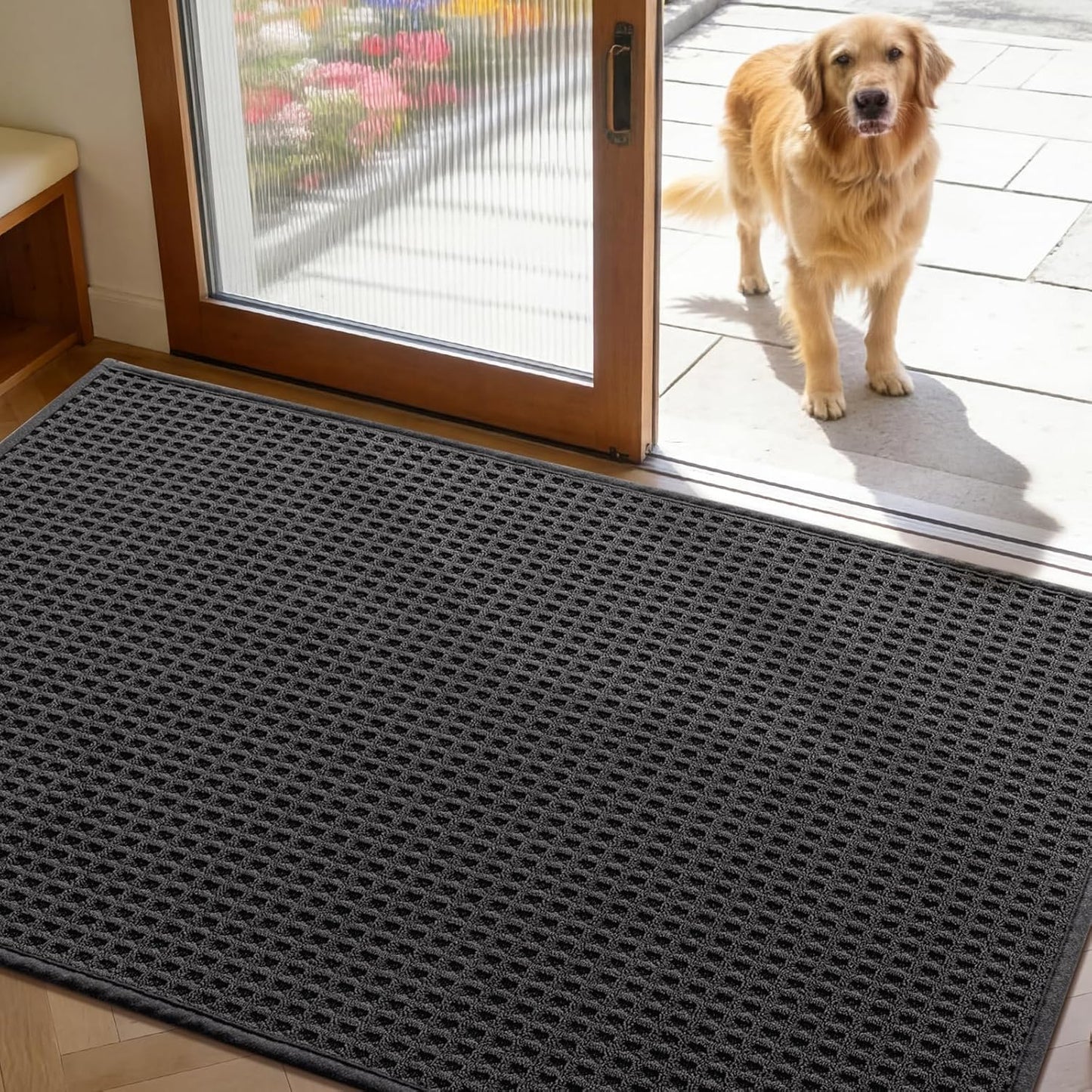 YIHOUSE Indoor Door Mat 24" x 36", Non-Slip Washable Entryway Mat, Dirt Trapper Absorbent Entrance Mat, Low Profile Floor Mat for Front/Back Door, Entryway, Khaki