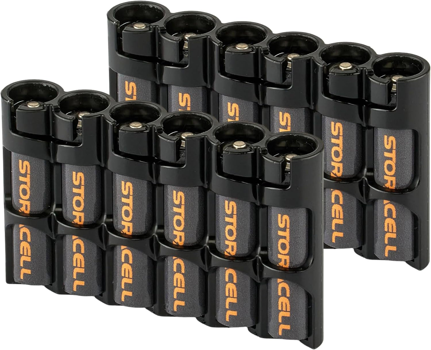 Storacell SLAAAORG by Powerpax SlimLine AAA Battery Caddy, Orange, Holds 6 Batteries, 1 Count (Pack of 1)