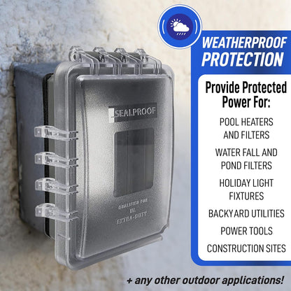 Sealproof Slim 1-Gang Weatherproof Shallow Outdoor Outlet Cover | Lockable, 18 Configurations, Low Profile, Plastic With Mounting hardware