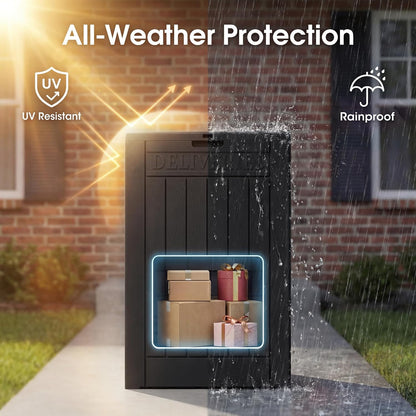Greesum Outdoor Storage Box 31 Gallon Storage Box with Lid for Patio Furniture, Garden Tools, Pool Supplies, Waterproof and UV Resistant, Lockable, Dark Black