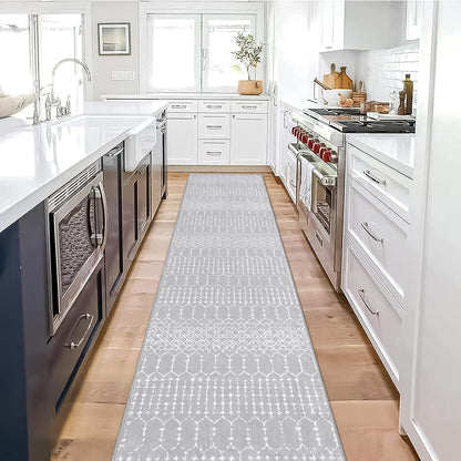 Lahome Moroccan Entry Rug 2x3, Non-Slip Washable Front Indoor Door Mat Rubber Backing Low-Profile Door Rugs, Small Geometric Print Distressed for Entryway Bathroom Kitchen, Black Hana