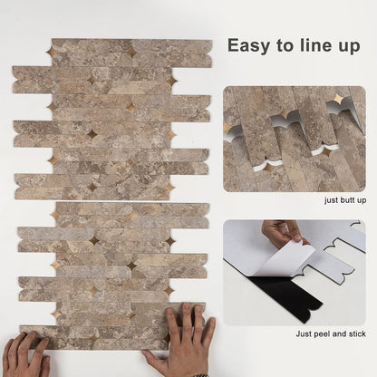 Peel and Stick Backsplash Tile, 10 Sheets Waterproof PVC Wall Tiles for Kitchen Bathroom, Thick Self Adhesive Stick on Backsplash, Covers 9.67 Sq.Ft