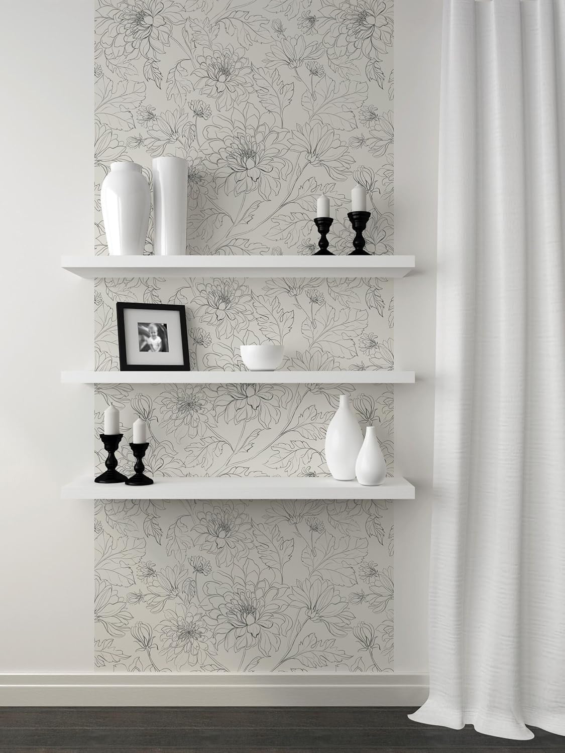 Peel and Stick Wallpaper Roll 17.5 x 216 Whispering Tales Design in Vinyl Sticker Paper for Accent Panels, Bedroom, Kitchen, Office or Shelf Liner