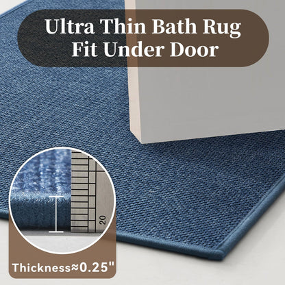 MontVoo Bath Mat Rug-Ultra Thin Non Slip Bath Mats for Bathroom Mat Quick Dry, Rubber Backing Washable Bathroom Rugs Fit Under Door, Absorbent Bath Rugs for Floor,17"x24",Khaki