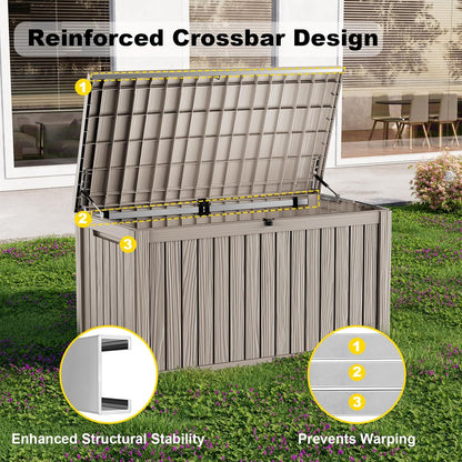 230 Gallon Large Outdoor Storage Box Waterproof, UV Resistant Resin Deck Box with Hydraulic Rod & Lockable Latch for Patio Furniture, Outside Storage Box for Garden Tools, Patio Cushions, Black