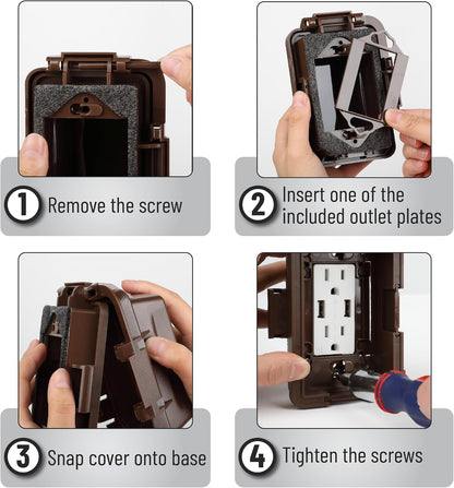 Bates- Weatherproof Electrical Outlet Cover, 1-Gang Outdoor Plug Cover | For Protection Against Rain Dust & Outdoor Use