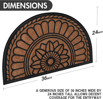Mibao Front Door Mat Indoor Outdoor Entrance, Semicircular Entrance Mat, Half Round Waterproo Non-Slip Durable Rubber Door Mats, Low Profile Heavy Duty Doormat for Garage, Patio, 30" x 18", Yellow