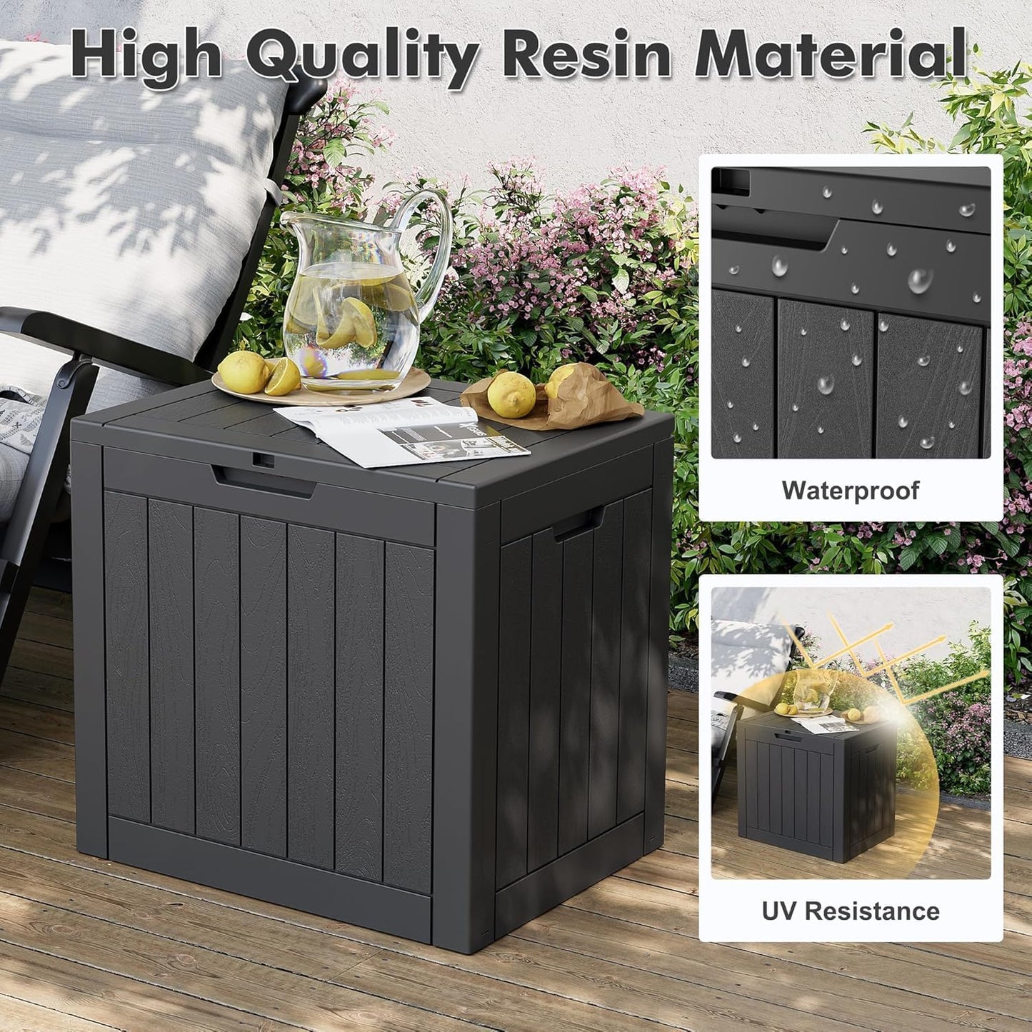 Outdoor Storage Box, 31 Gallon Resin Deck Boxes Outdoor Waterproof For Patio Furniture, Garden Tools, Pool Supplies, Lockable And UV Resistant (Rattan Gray)