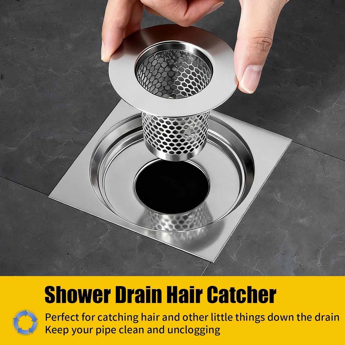 Bathroom Sink Drain Strainer, 304 Stainless Steel Hair Catcher for Bathtub Shower Floor Drain, Bathtub Drain Cover Strainer Basket Fit 1.1" to 1.97" Drain Hole (2PCS)