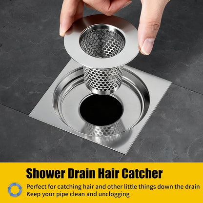 Bathroom Sink Drain Strainer, 304 Stainless Steel Hair Catcher for Bathtub Shower Floor Drain, Bathtub Drain Cover Strainer Basket Fit 1.1" to 1.97" Drain Hole (2PCS)
