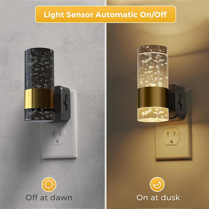 L LOHAS LED Night Light,Dimmable Night Lights Plug into Wall, 2 Pack Acrylic Nightlight with 0-100 LM Adjustable Brightness, 3000K Plug in Night Light with Dusk to Dawn Sensor, for Bathroom Hallway