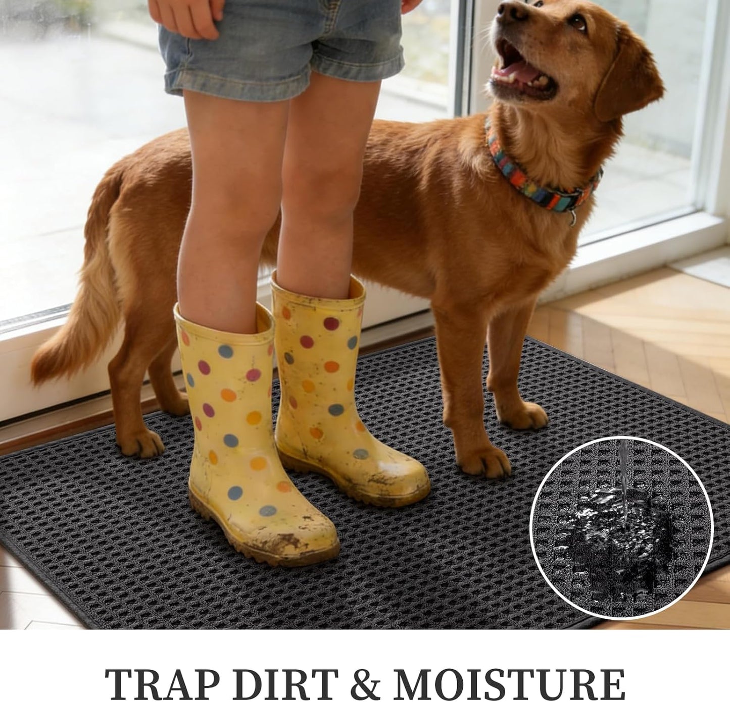 YIHOUSE Indoor Door Mat 24" x 36", Non-Slip Washable Entryway Mat, Dirt Trapper Absorbent Entrance Mat, Low Profile Floor Mat for Front/Back Door, Entryway, Khaki