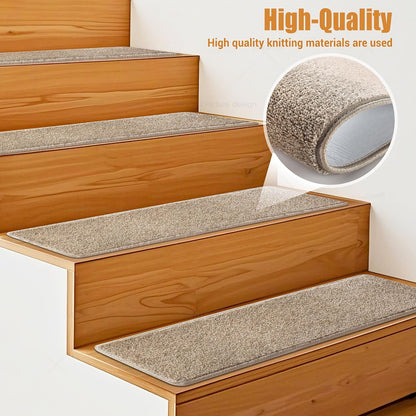 PURE ERA Carpet Stair Treads Tape Free Non Slip Indoor Stair Carpet Stair Protectors Pet-Friendly Non-Slip Skid Resistant Washable Reusable 8" x 30"(2 Pieces,Black)