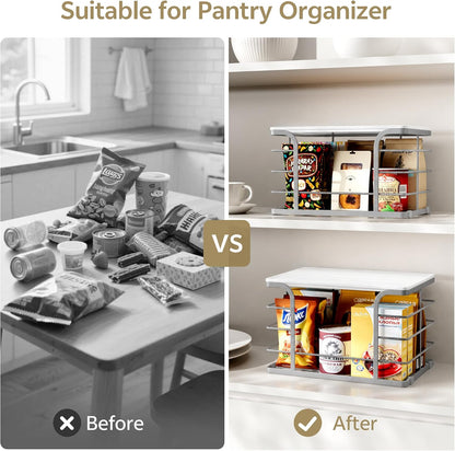 2 Pack Stackable Storage for Kitchen Laundry Pantry Organizers,Trash Bag Holder with Bamboo Top,Wall Mount Garbage Bag Dispenser,Black Large and Small