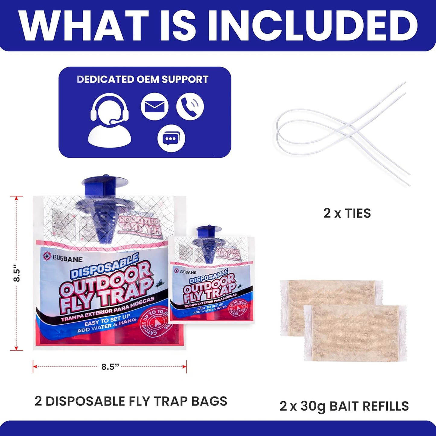 Fly Traps Outdoor Fly Trap for Patio. 4 Non-Toxic Pre-Baited Flies Bags Outdoor Disposable. Hanging Bug Catchers for All Filth Flies Killer for Outside Bug Control in Yard Horse Ranch Trash Can.