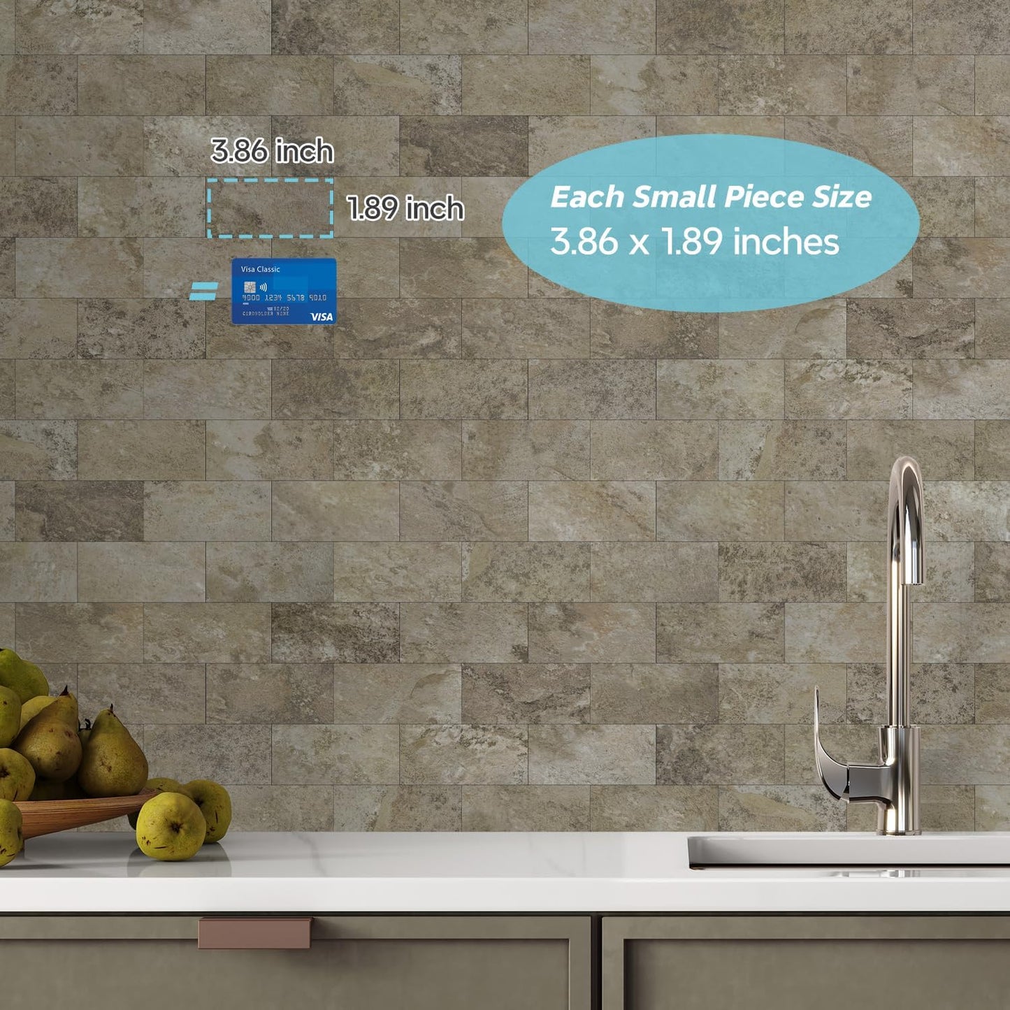STICKGOO 10-Sheet Subway Tile Peel and Stick Backsplash, Seamless Design Polished Eurasia Beige Kitchen Backsplash Wall Tiles, Glossy Surface Waterproof Stick on Tile for Bathroom, RV, Fireplace
