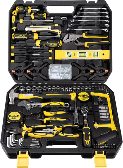 DOWELL 10 Piece Small Tool Kit,Mini Portable Tool Set,Home Repair Hand Tool Kit with Plastic Tool box Storage Case