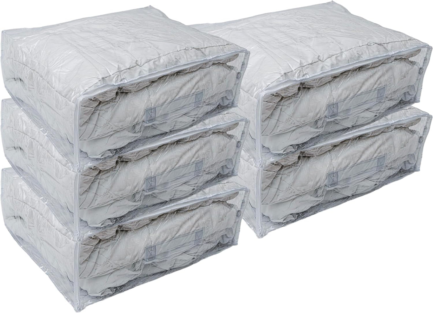 Set of 5 Clear Vinyl Zippered Storage Bags 22 x 18 x 7.5 Inch With Handle