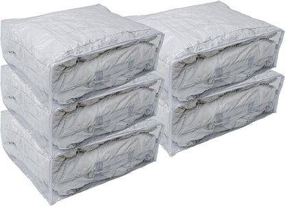 Set of 5 Clear Vinyl Zippered Storage Bags 22 x 18 x 7.5 Inch With Handle