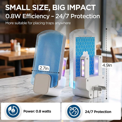 Fruit Fly Traps for Indoors(1 Device+5 Refills) for Fruit Flies, Gnats, Flying Insects, Moths, Bugs, Fungus, 3-in-1 UV/Blue/Yellow Light Plug-in Gnat Traps, No-Mess Bug Zapper, 7 * 24hrs Pest Control