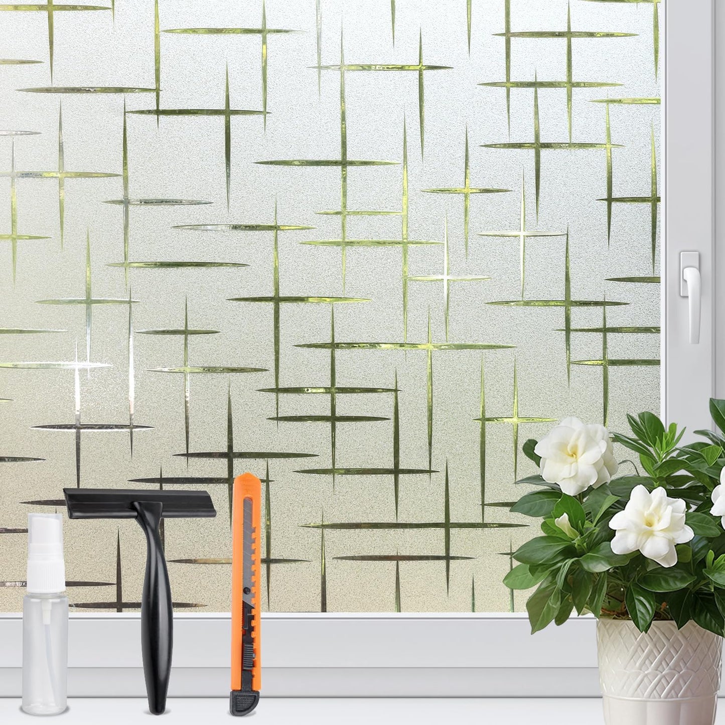 HIDBEA Frosted Window Privacy Film - Non Adhesive Static Cling Glass Stickers Sun UV Blocking Heat Control Door Covering Decals for Home Office, 23.6 x 78.7 Inch