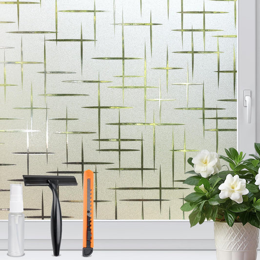 HIDBEA Frosted Window Privacy Film - Non Adhesive Static Cling Glass Stickers Sun UV Blocking Heat Control Door Covering Decals for Home Office, 23.6 x 78.7 Inch