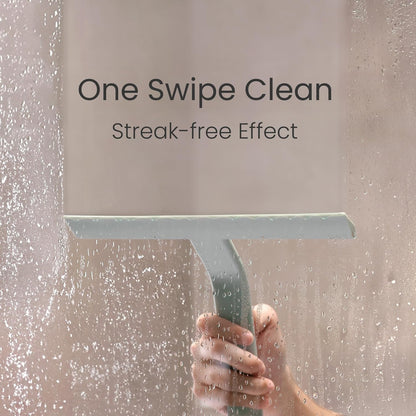 dancemoon JustHang Shower Squeegee for Glass Doors, All-in-One Award-Winning Silicone Squeegee with Built-in Hook for Bathroom, Window, Mirror, Tile Wall, Car, Streak-Free Cleaner Tool, 10-Inch Black