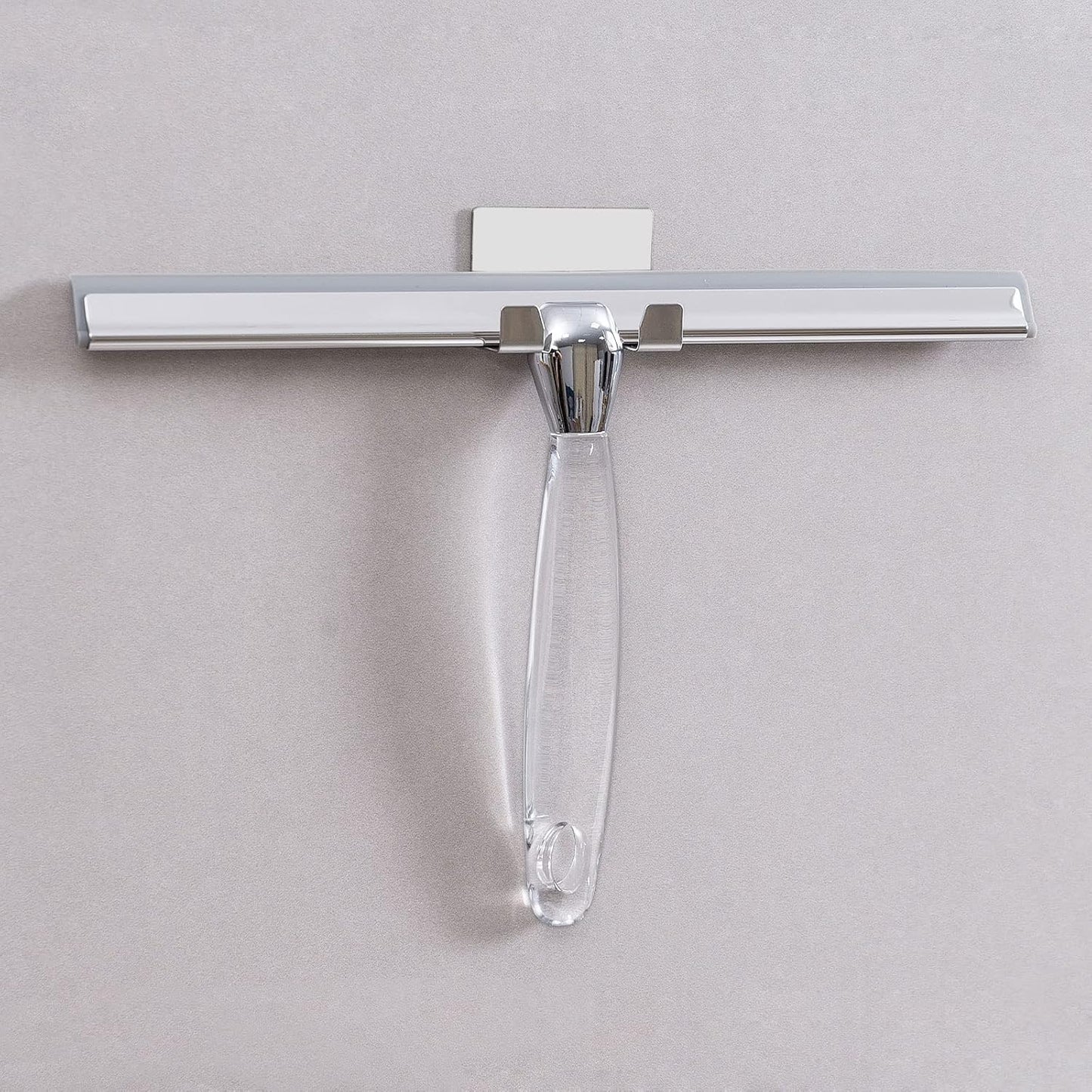 Ettori Shower Squeegee Clear Glass Wall Cleaner Stainless Steel with Suction Storage Hook -10'', Chrome