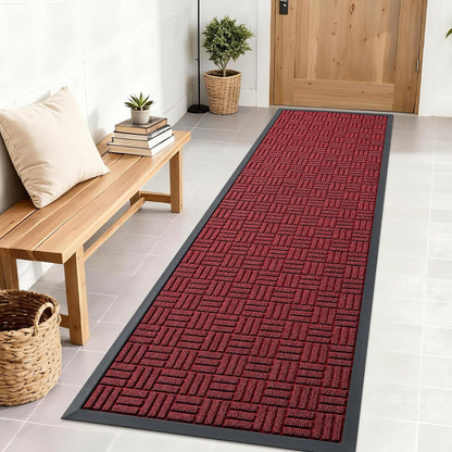 OLANLY Front Door Mat Outside Entrance 29.5x17, Absorbent, Heavy Duty Sturdy Natural Rubber Doormat Indoor Outdoor, Stain and Fade Resistant, Non-Slip Backing Low Profile Floor Mat for Entryway, Grey