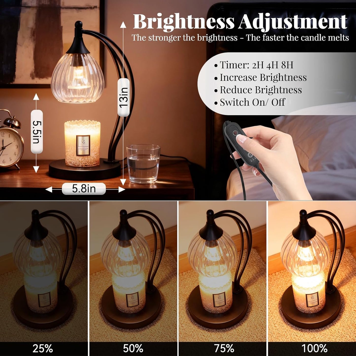 Candle Warmer Lamp with Timer Dimmer - Electric Light Wax Warmer for Jar Candles - Lamp with 2 Bulbs, Unique Birthday Gifts for Women Mom House Warming Gifts New Home Decor