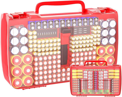 Battery Organizer Storage Case with Tester for 269 Batteries, Double Sides | Plastic, For AA AAA 4A C D Cell 9V 3V LR44 CR2 CR123 CR1632 18650 Button, Wall/Drawer, For Families/DIY/Home/Garage, Grey