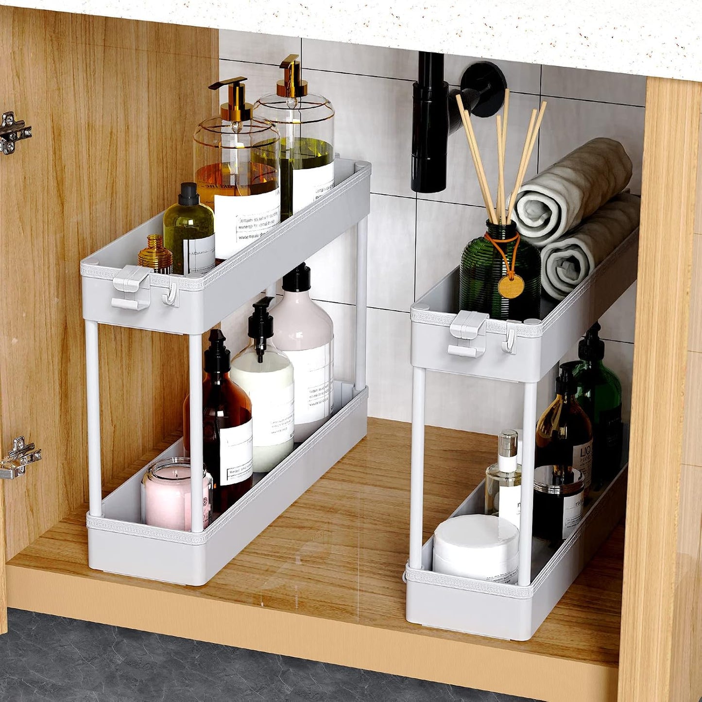 SPACEKEEPER Slim Rolling Storage Cart 4 Tier Bathroom Organizer Cart Mobile Shelving Unit Slide Out Utility Cart for Kitchen, Bthroom, Makeup, Craft, Laundry Narrow Places, Black