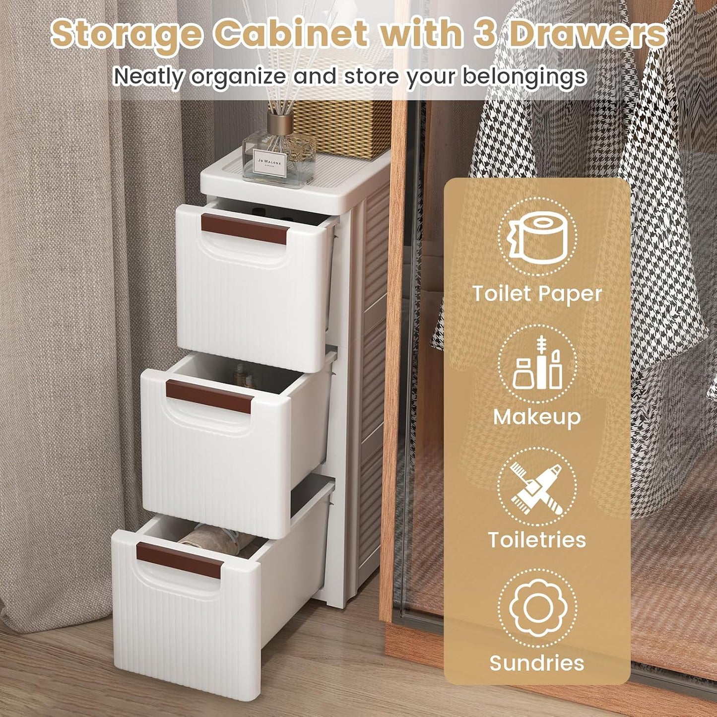 LOKO 6-Drawer Narrow Storage Cabinet, Slim Rolling Cart, Mobile Plastic Cart Container with Pull Handles, Built-in Wheels, for Living Room, Kitchen, Bathroom, Office (7.5"x16.5"x43" (6 Drawer))