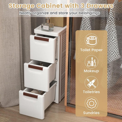 LOKO 6-Drawer Narrow Storage Cabinet, Slim Rolling Cart, Mobile Plastic Cart Container with Pull Handles, Built-in Wheels, for Living Room, Kitchen, Bathroom, Office (7.5"x16.5"x43" (6 Drawer))