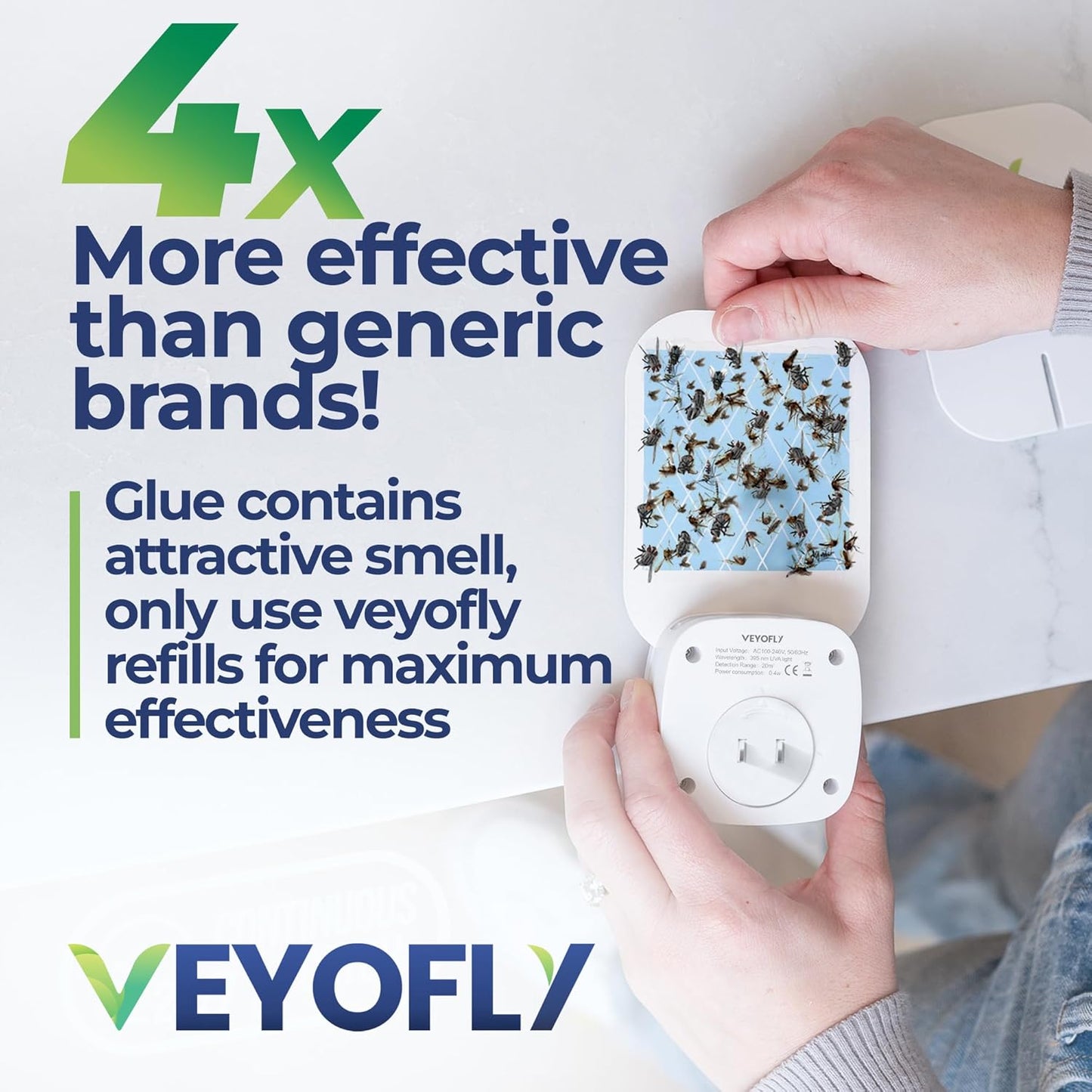 VEYOFLY Fruit Fly Traps for Indoors (2 Device + 4 Refills), Gnat Trap Indoor Plug in, Bug Traps, Flying Insect Trap, Gnat Traps for House Indoor, Fly Trap Indoor for Home Bug Light, Gnats Catcher