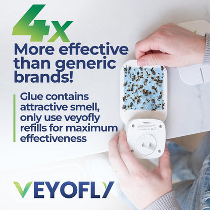 VEYOFLY Fruit Fly Traps for Indoors (2 Device + 4 Refills), Gnat Trap Indoor Plug in, Bug Traps, Flying Insect Trap, Gnat Traps for House Indoor, Fly Trap Indoor for Home Bug Light, Gnats Catcher