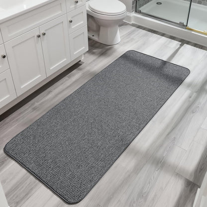Bath Mat,Ultra Thin Bathroom Rugs,Rubber Bath Mats for Bathroom,No Slip Bath Rugs,Quick Dry,Machine Washable,Low Pile,Absorbent,Shower Outside,Sink,Home Decor Accessories.Grey,1'5"x2'3"(17x27Inch)