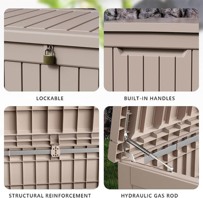 DRATO 180 Gallon Outdoor Storage Box, Large Waterproof Deck Box, Lockable Resin Storage Container with Reinforced Support for Patio Cushions, Garden Tools, UV-Resistant Outdoor Chest（Black，180 Gallon）
