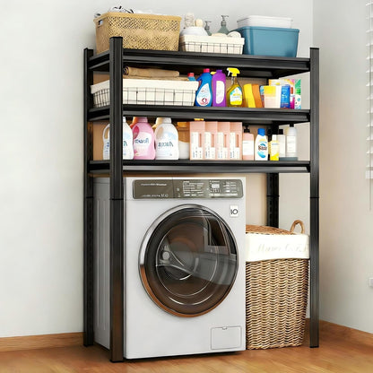 Over Washer and Dryer Shelves, Laundry Room Shelves Adjustable Metal Heavy Duty Freestanding Storage Shelving, Washing Machine Rack for Organization and Storage, Black (39.4" W X 17.7" D X 71.2" H)