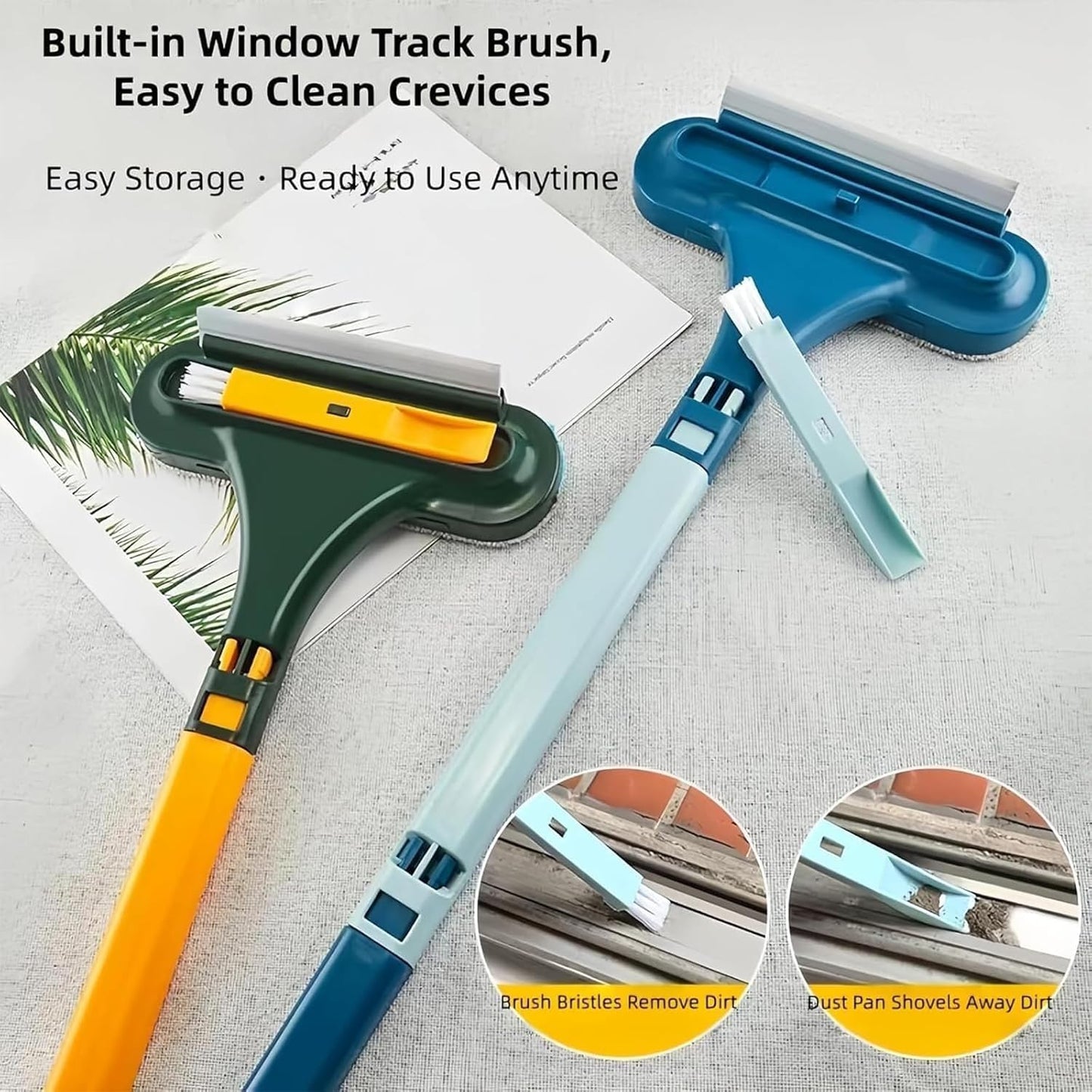 2 in 1 Window Screen Cleaning Brush, Double Sided Bidirectional Dust Removal Brush, Window Screen Cleaner Tool for Window Mesh, Screen Door, Home Dust Cleaning Tools (Blue)