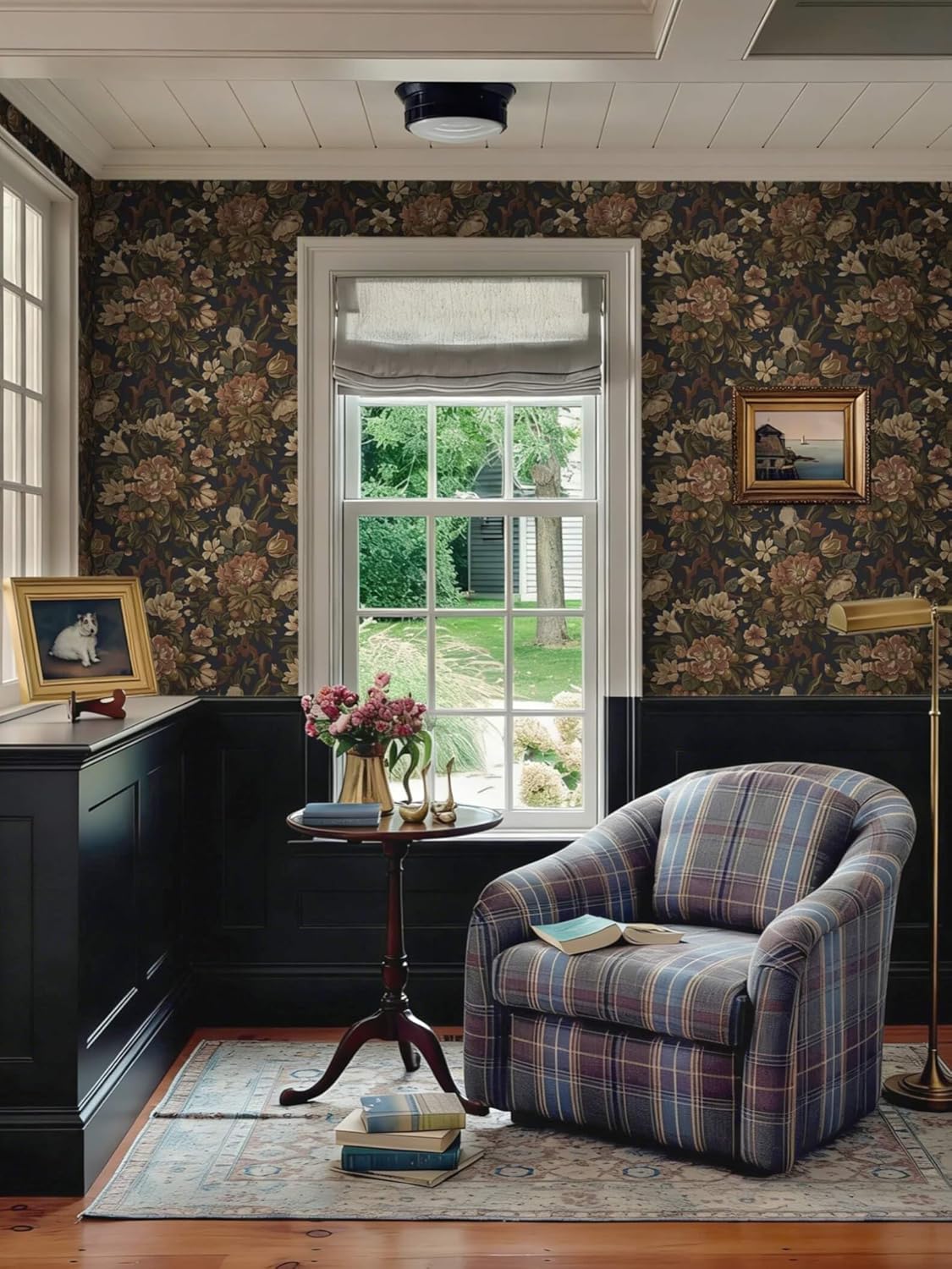 Dimoon 17.3''x78.7'' Peel and Stick Wallpaper Floral Cute Contact Paper Vintage Village Country Cottage Wallpaper Farmhouse Yellow Beige Renter Friendly Geometry Waterproof Embossed Kitchen Bedroom
