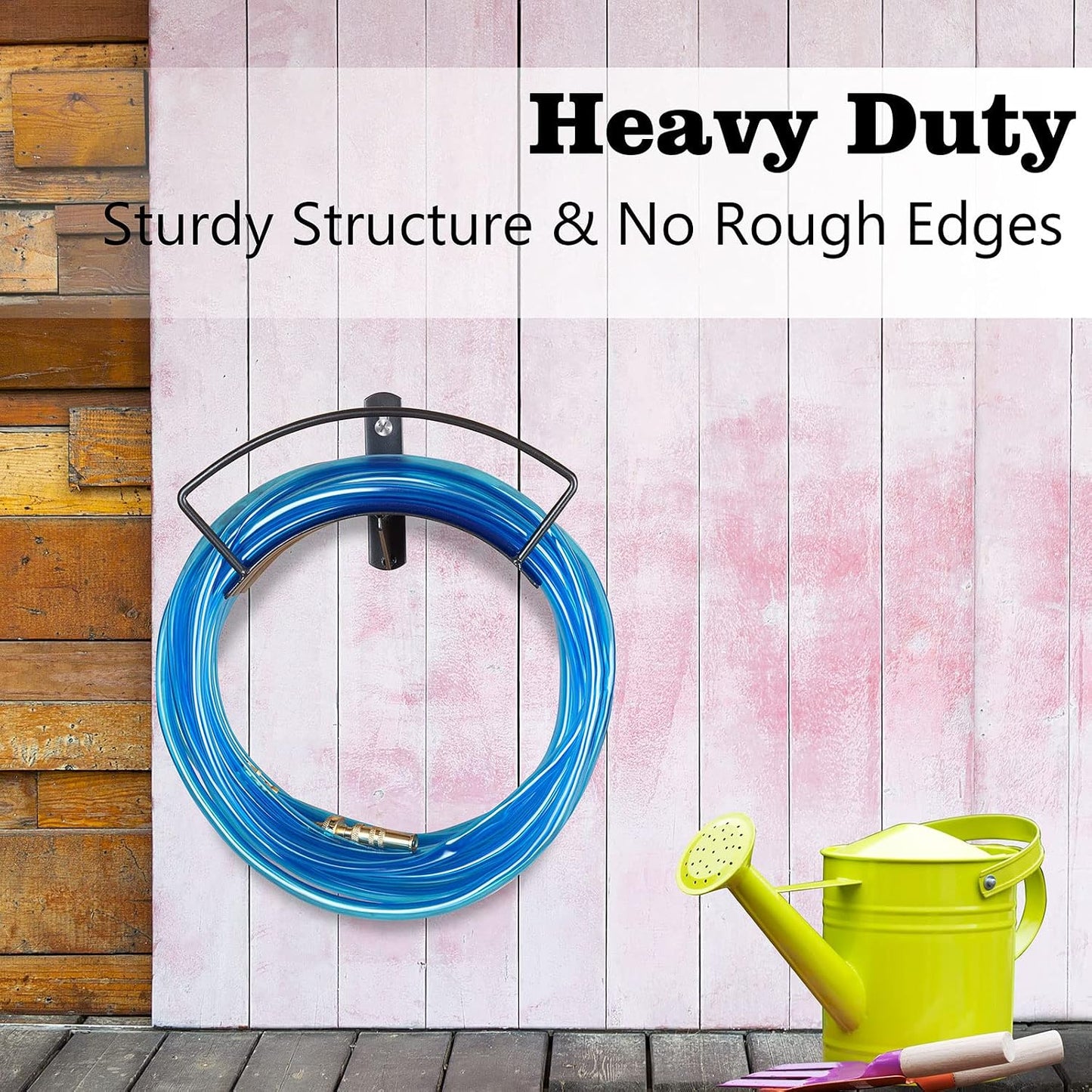 Eastrans Wall Mounted Garden Hose Holder Hold 125ft 3/4" Hose, Durable and Heavy Duty Rust-Free Hose Hanger for Water Hose, Keep Your Backyard Neat and Clean,Brown