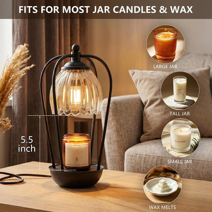 Candle Warmer Lamp with Timer and Wireless Remote Control, Dimmable Candle Warmer for Jar Candles, Height Adjustable Wax Melts Warmer, Mothers Day Birthday Gift for Women, House Warming New Home Decor